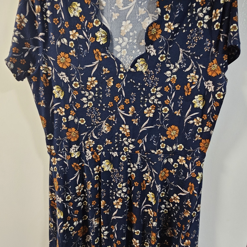 Nine Britton Floral Dress - Navy, Orange, Yellow